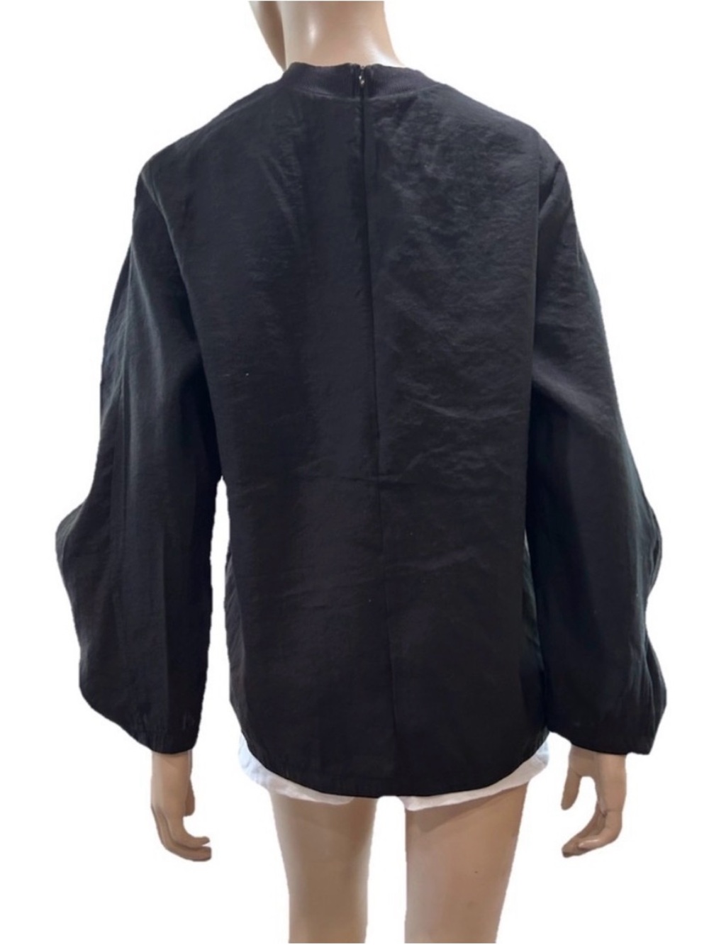 COS Black Crewneck Sweatshirt with Voluminous Raglan Sleeves - Picture 3 of 16